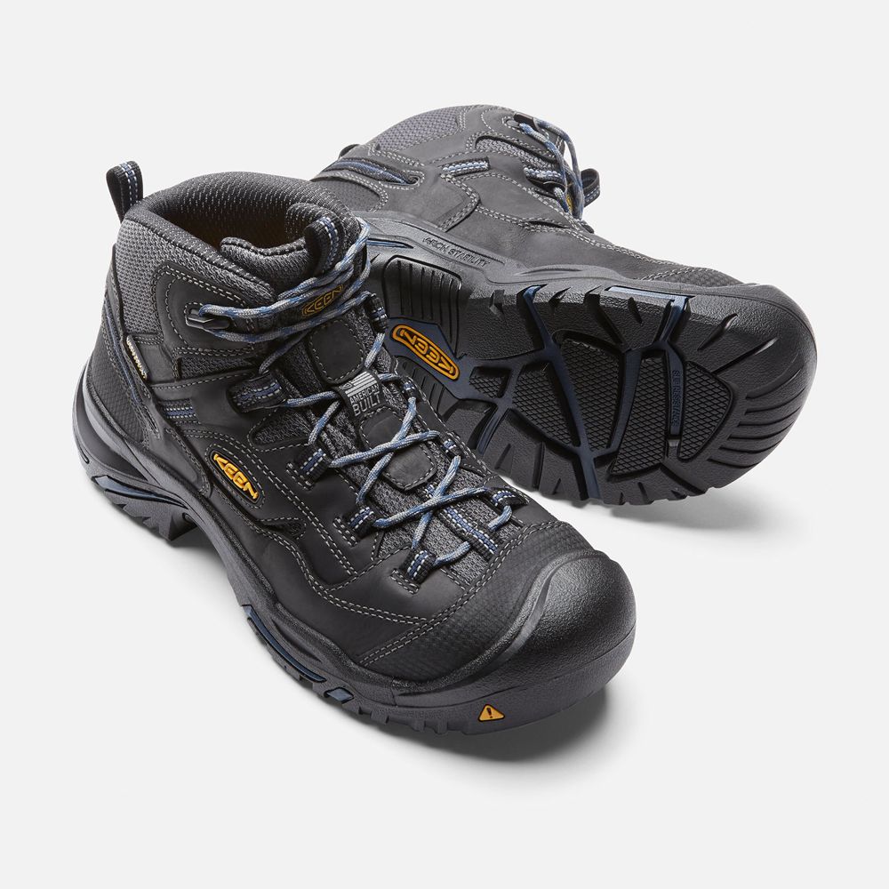 Cizme Keen Romania Barbati Negrii Braddock Waterproof Mid (Soft Toe) 7856-ZIRLN